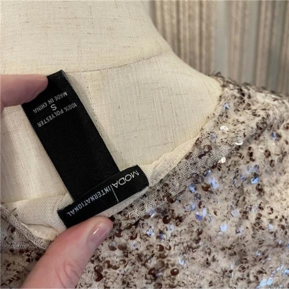 Victoria's Secret / Moda International White Sequin Cocktail Dress - Size Small - Picture 6 of 6